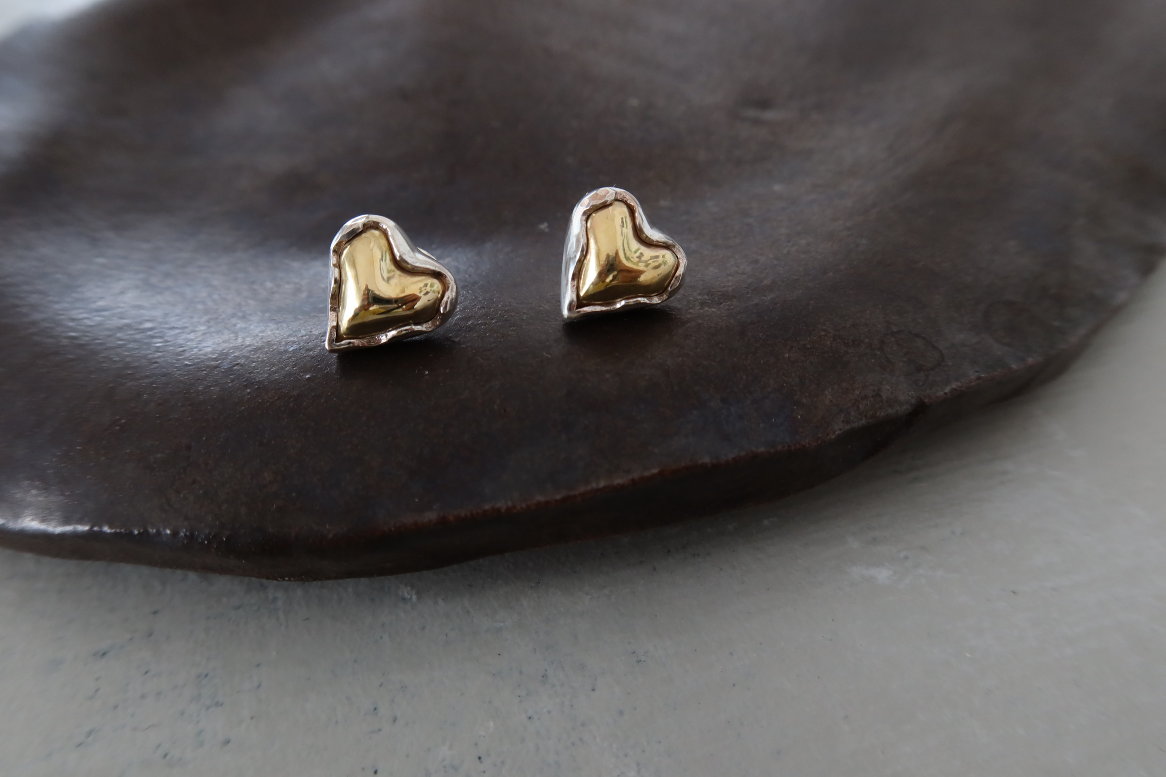 ーHeart♡stoneピアスー　Silver925 　真鍮