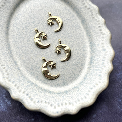 【4個】メタルチャーム＊月＊ゴールド 4枚目の画像
