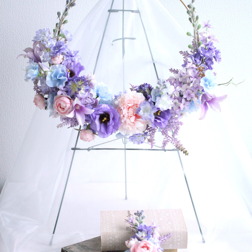 ラベンダーカラーのフープブーケ アーティフィシャルフラワー 結婚式