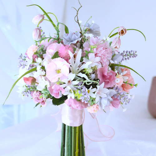 ウェディングブーケ　造花ブーケ　アーティフィシャルフラワー　ピンクブーケ ウェディングブーケ（アーティフィシャルフラワー）ヴィンテージ