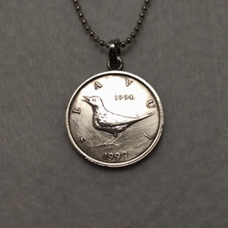 ドイツ 1930sヴィンテージ ネックレス フィグリー銀細工 鷲マーク刻 749 銀貨カットペンダント ドイツ第3帝国（ナチスドイツ）5マルク銀貨