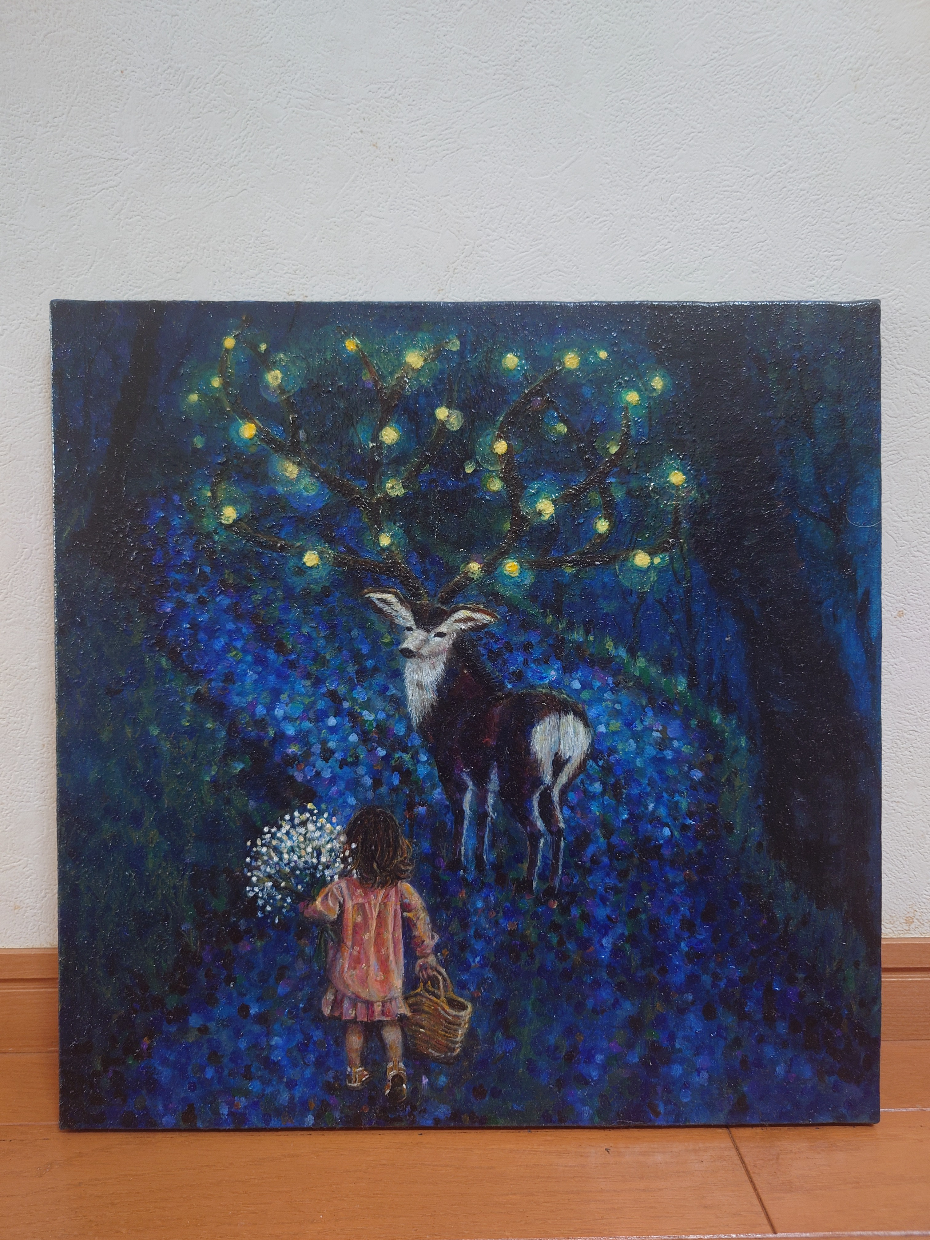 ハッピー太陽と虹 キャンバス 20×20cm 油絵 小楠アキコ作品 【公式通販】