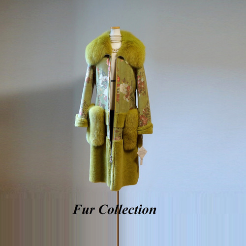 リアルムートン　羊革　裏面フォックスファーコート　豪華　高級品　ベージュ　美品M 豪華 フォックスファー付き 高級毛皮 柔らかい ムートンコート