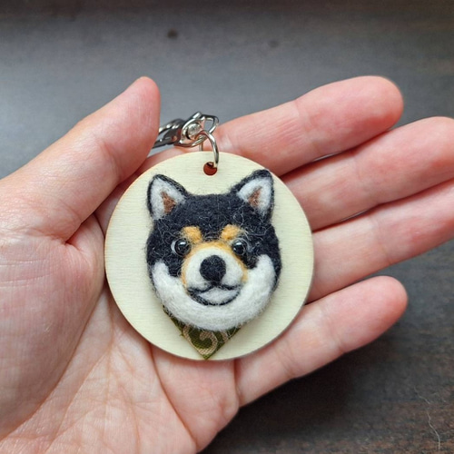 羊毛フェルト 豆柴キーホルダー