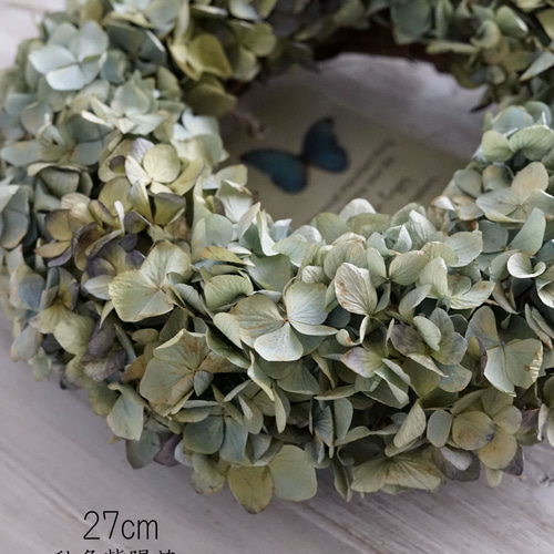 秋色紫陽花のリース（大）27cm（ドライ） リース AJU PLANTS