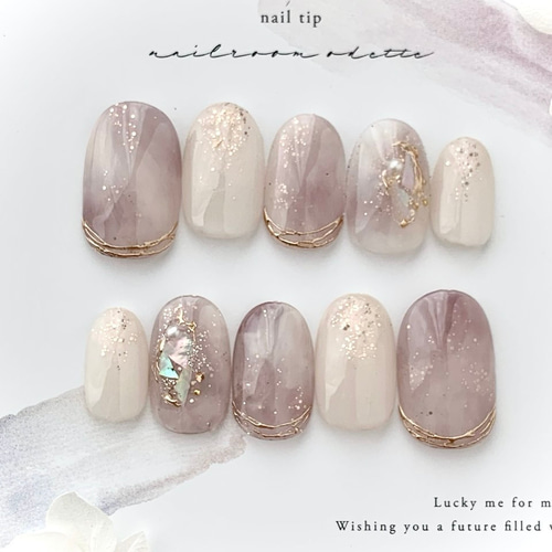 サイズオーダー♡梅雨の雫風ニュアンスネイルチップ ピンク×つや order  