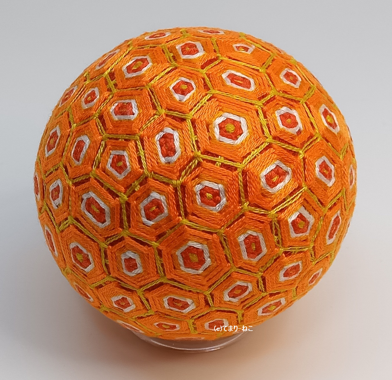 手毬猫の店 てまり「鹿の子模様」橙 6cm 手まり 手毬 手鞠 四季の飾り物