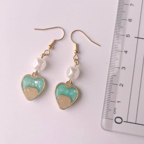No.1611】UVレジン シェル クラックストーン風 ハート型 ピアス ピアス 