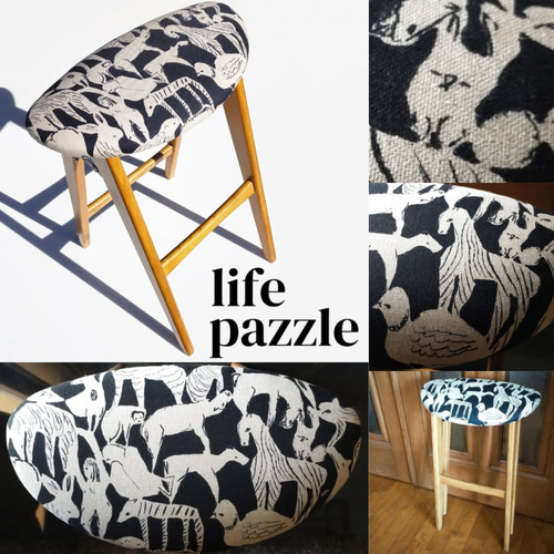 ミナペルホネン生地使用スツール　イス　椅子　カウンターチェア ⭐数量限定⭐️♥ミナペルホネン♥折りたたみハイチェア キッチン