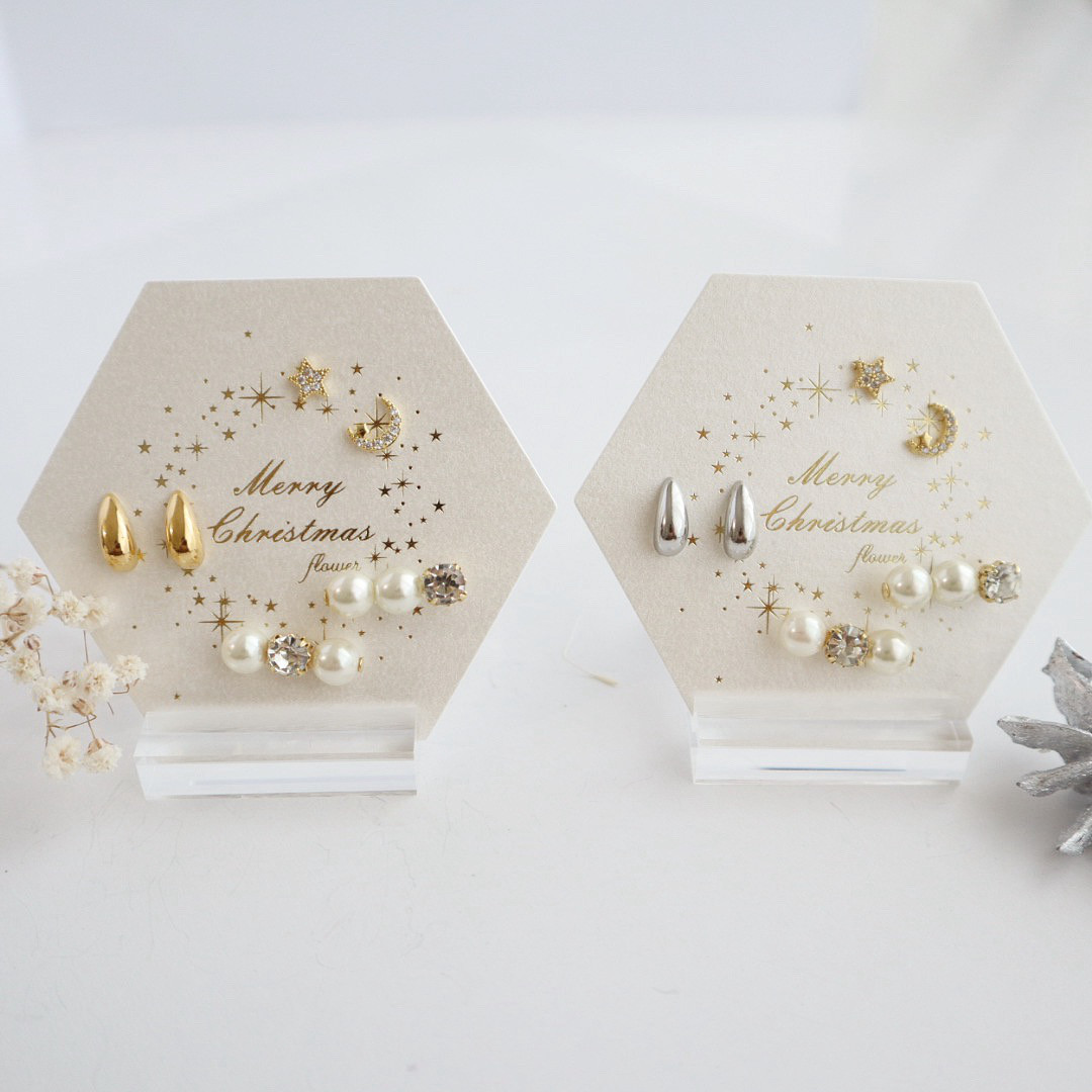 冬限定✴︎クリスマスコフレ✴︎ flowerオリジナル3点setピアス・ノンホールピアス