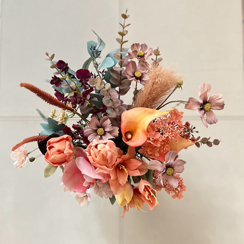 ウェディングブーケ アーティフィシャルフラワーブーケ テラコッタ