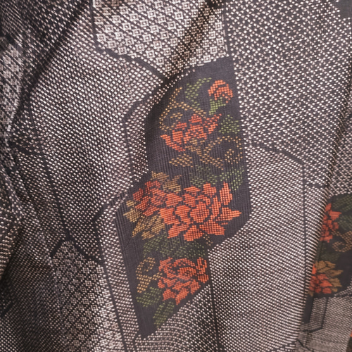 大島紬のビッグフードコート 着物リメイク コート ブルーベリー 通販