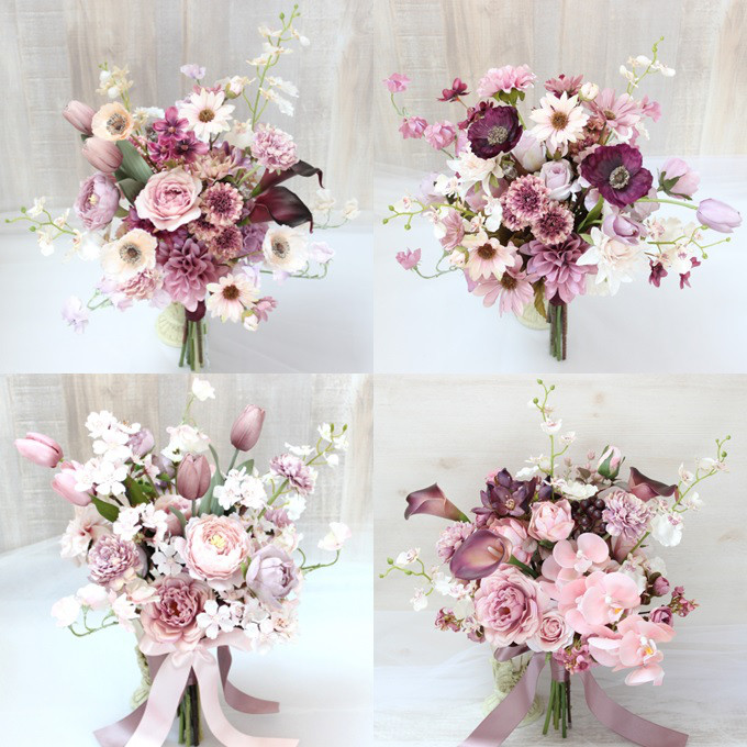 オーダーメイドブーケ22,000円～/ライラックピンク×モーブピンク×くすみピンク×パープルのクラッチブーケ 15,620円
