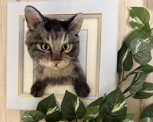 専用です。羊毛フェルト 猫ちゃんの額 フレームタイプ 長毛猫