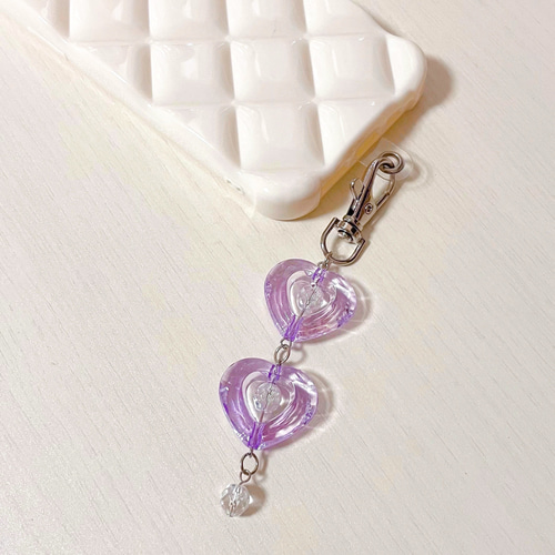 No.51【ミニストラップ】✧ビックハート✧《韓国 ビーズ 可愛い ハート