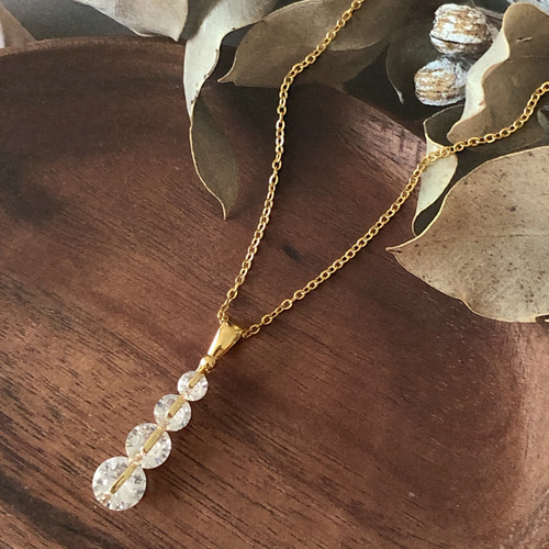 No.49 ジルコニアクリスタル4連ゴールドネックレス サージカル  