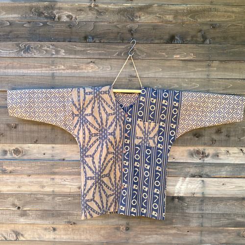 柿渋染め 鯉口シャツ Lサイズ 浴衣生地 鎌和ぬ 麻の葉 その他