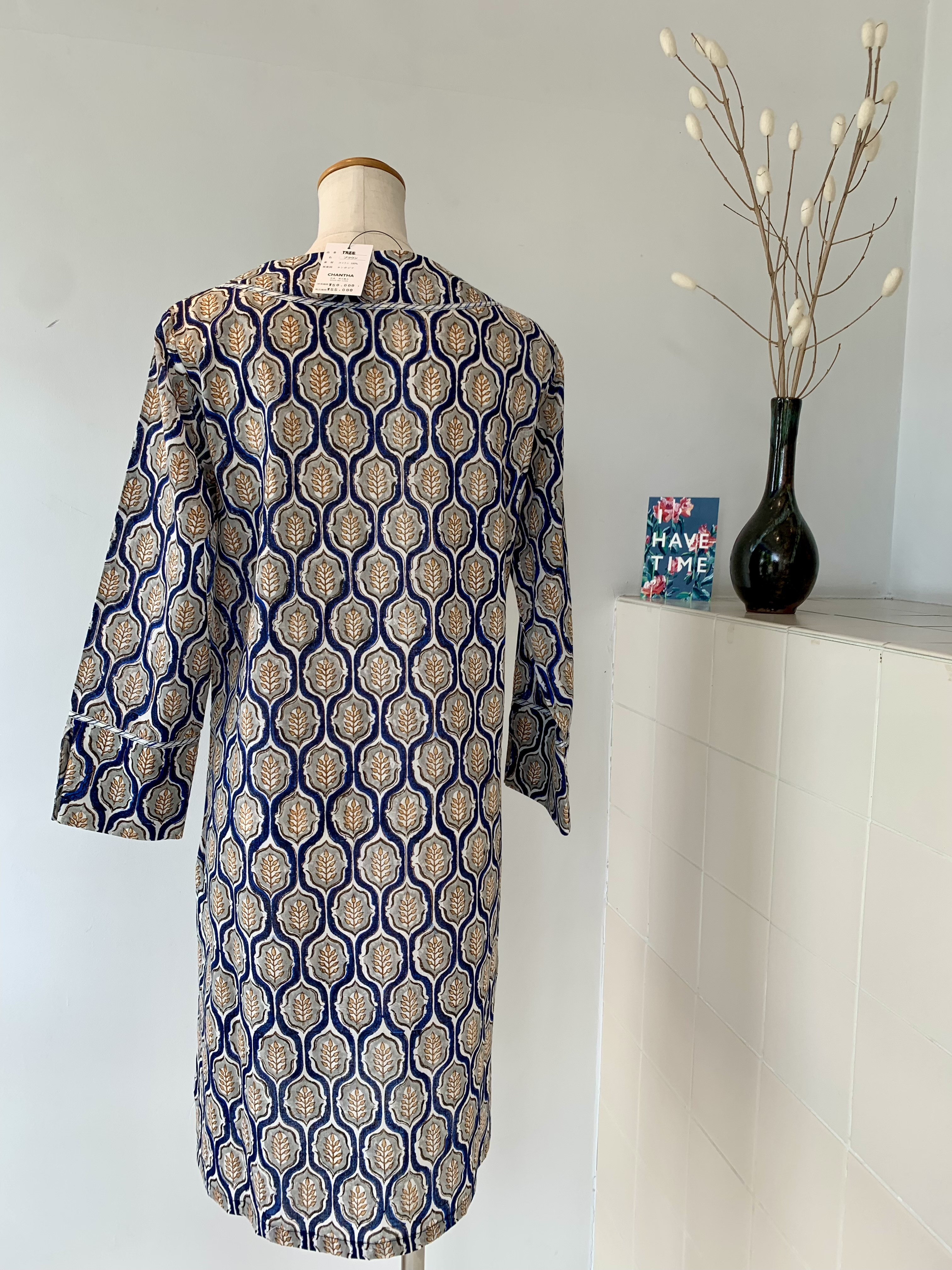 Sサイズラスト　【着るストレスゼロ】ブロックプリント　手作り　クラフト　カンボジア