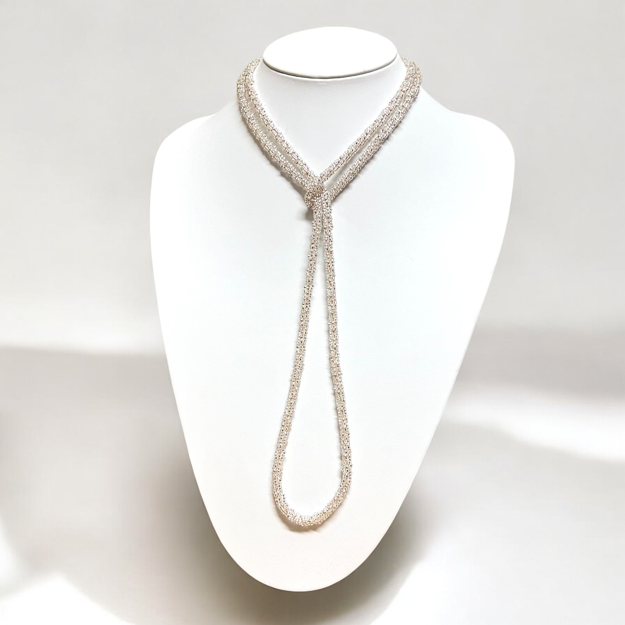 120cmミミール・カー　ロングネックレス(ホワイト系)　l-bdzi035n