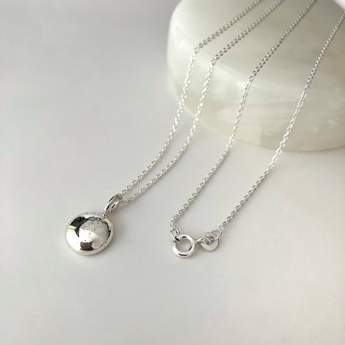 silver925 ぷっくりシルバー 一粒ロングペンダント hemisphere