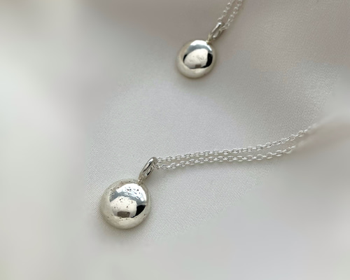 silver925 ぷっくりシルバー 一粒ロングペンダント hemisphere 75cm