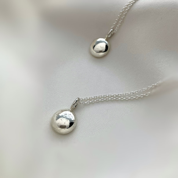 silver925 ぷっくりシルバー 一粒ロングペンダント hemisphere 75cm