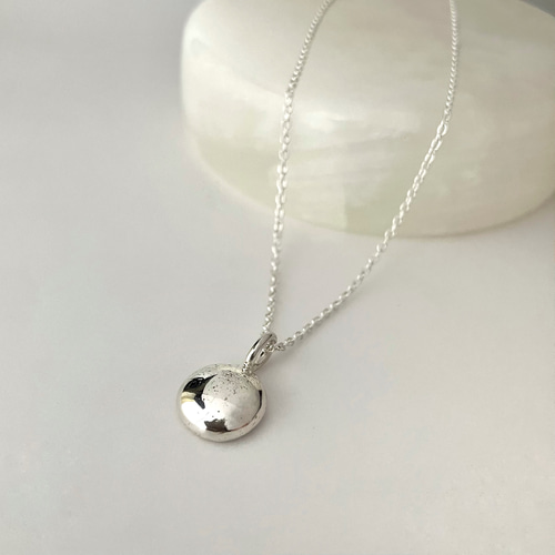 silver925 ぷっくりシルバー 一粒ロングペンダント hemisphere
