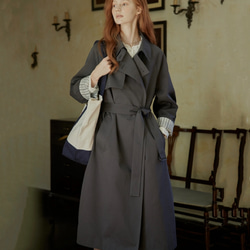 シックな色合とクラシカルなデザイン ロング丈トレンチコート ウエスト