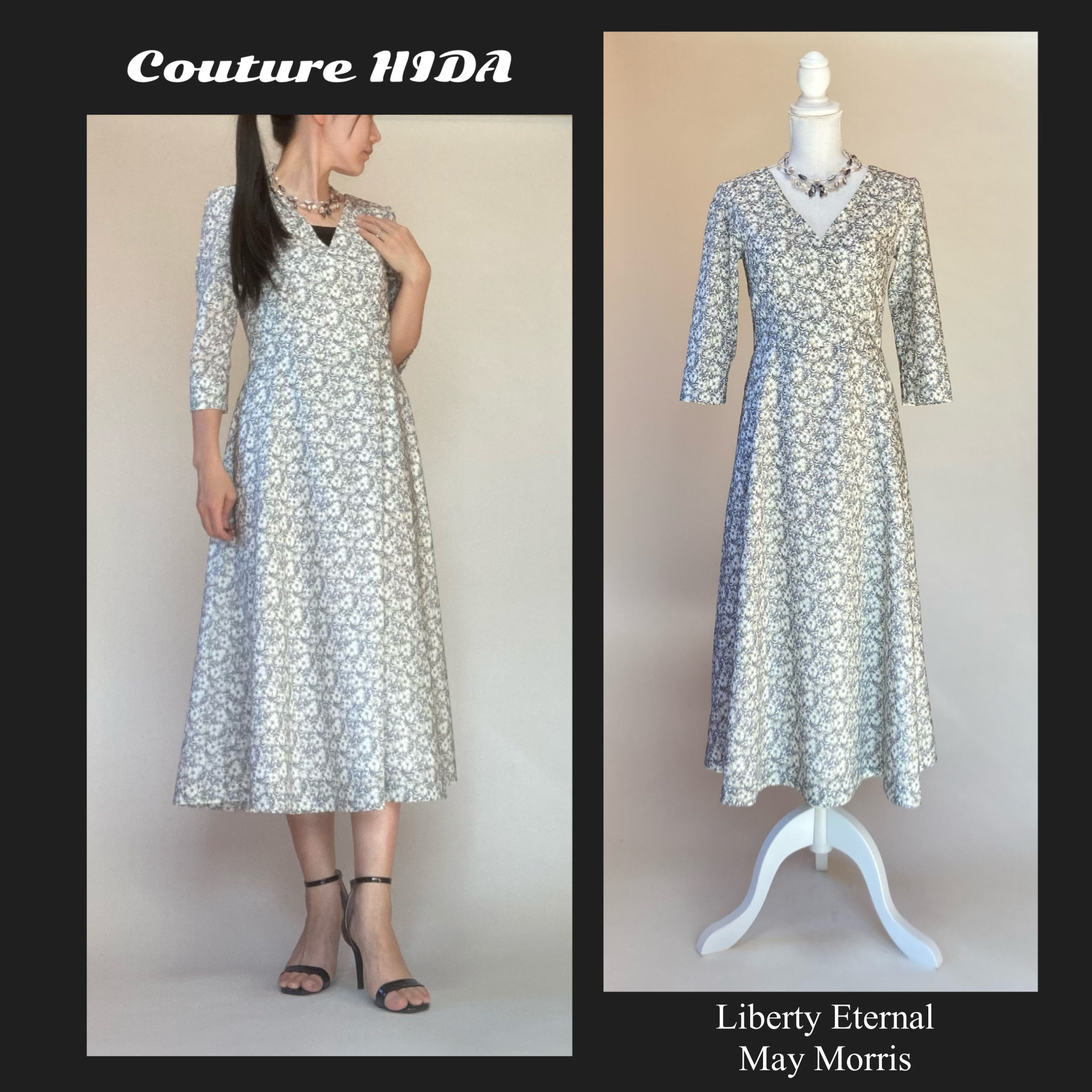 liberty 　メイモリス　カシュクールワンピース　（裏地付き）