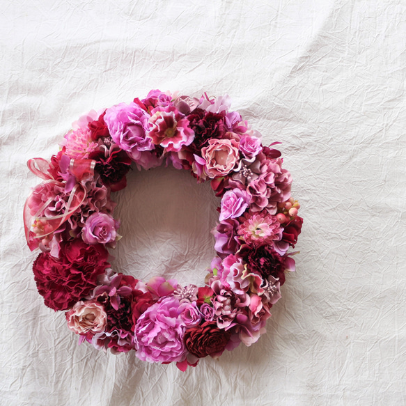 クリスマスリース　大きめ　ローズ　華やか 5393374e1686284cd8c31ec023fbe9