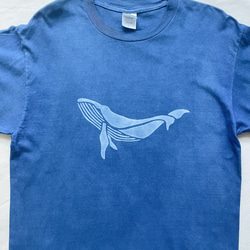 送料無料 闇夜を泳ぐ鯨　藍染　星　海　空 絞り染め　 2枚目の画像