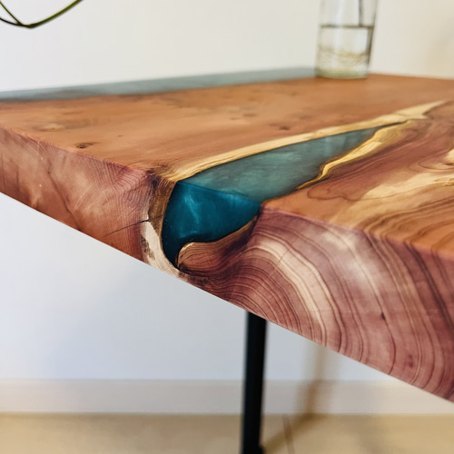 ソファテーブル レジンテーブル サイドテーブル 銘木 一位 サイド