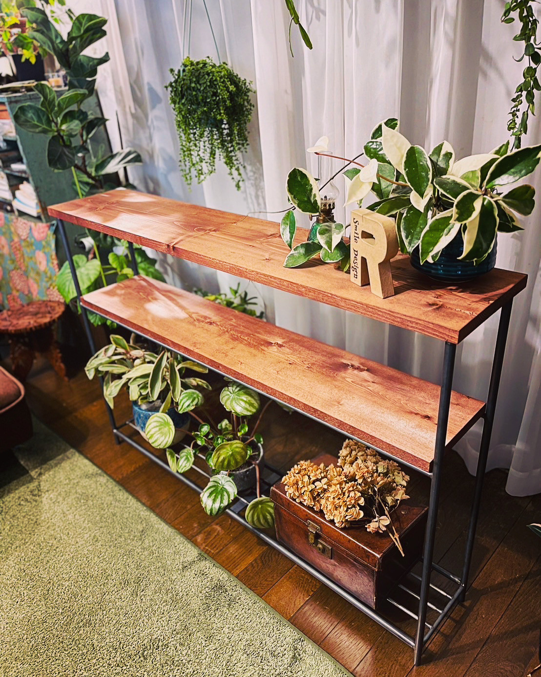 アイアン家具　アイアンシェルフ   ラック　男前　モダン　インダストリアル　オーダーメイド　ハンドメイド　グリーンラック