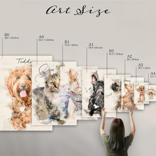 ［受注制作］［原画］ペット似顔絵アート◆A3サイズ　送料無料 受注制作］［原画］ペット似顔絵アート◇A3サイズ 送料無料 受注制作