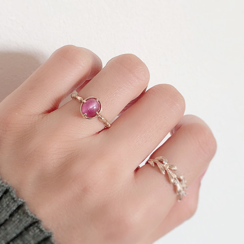 ピンクトルマリンキャッツアイ リング / K10YG【1点もの】 指輪