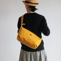 「Everydayショルダー」ショルダーバッグ/斜めがけ/マスタード8号帆布【受注制作】 11枚目の画像