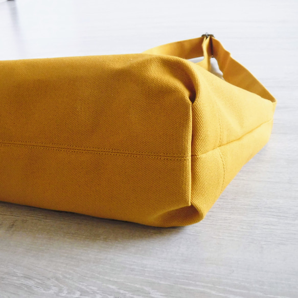 「Everydayショルダー」ショルダーバッグ/斜めがけ/マスタード8号帆布【受注制作】 10枚目の画像
