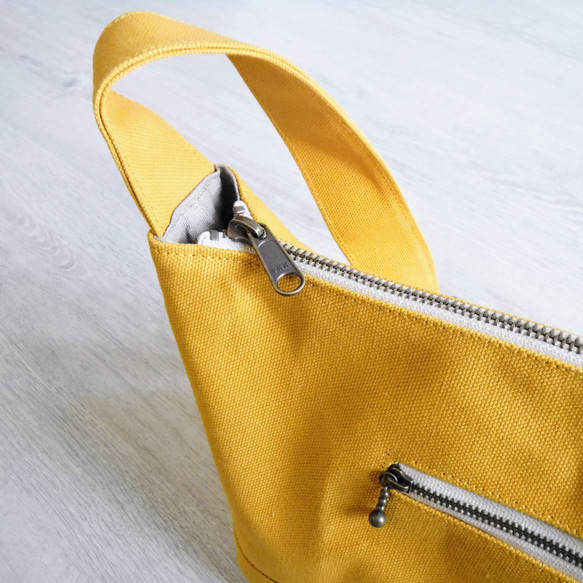「Everydayショルダー」ショルダーバッグ/斜めがけ/マスタード8号帆布【受注制作】 9枚目の画像