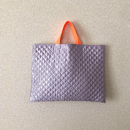 new///メタリック キルティング ハンドメイド レッスンバッグ パープル