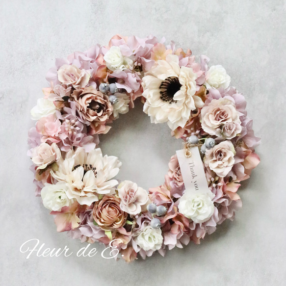 アーティフィシャルフラワー リース 28センチ リース Fleur de E