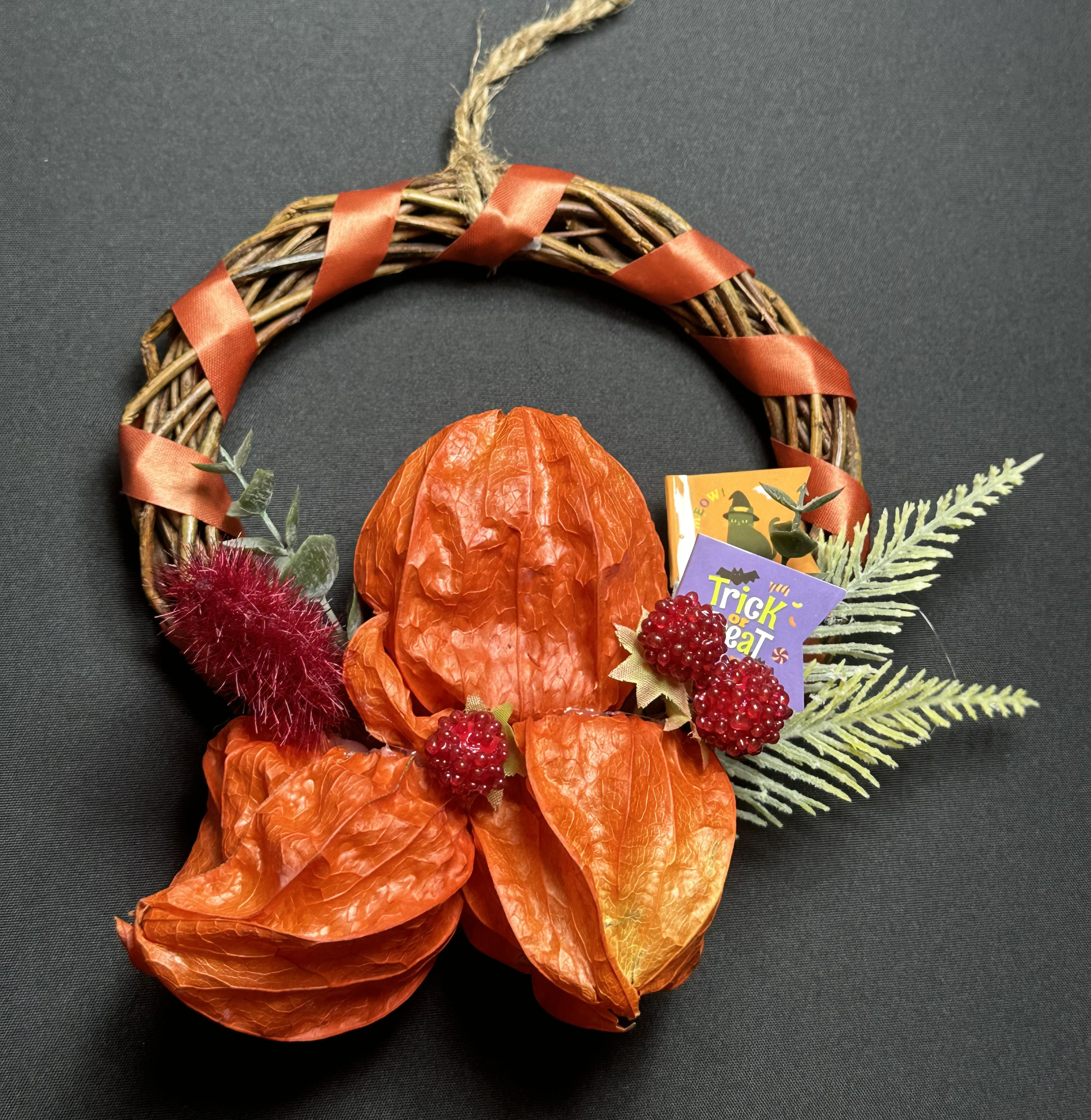 専用＊Halloweenミニパンプキン＆グリーンホオズキ  ドライフラワーリース 専用＊Halloweenミニパンプキン＆グリーンホオズキ ドライフラワー