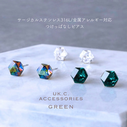 つけっぱなしOKピアス サージカルステンレス ヘキサゴンカット 金属