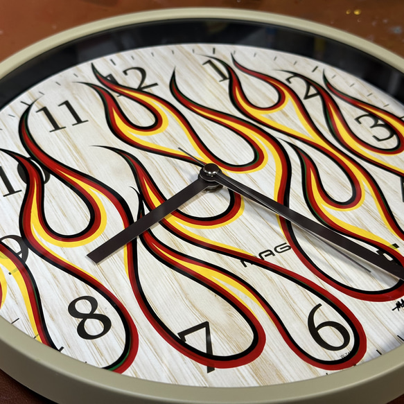 ウォールクロック 壁掛け時計 ファイヤパターン ピンストライプ アート