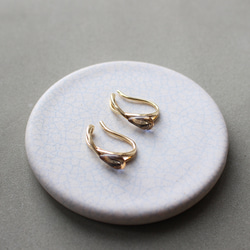 2個セット｜上品な輝きのヴィンテージガラスのイヤーカフ［インディゴ/アンバー］　 10枚目の画像