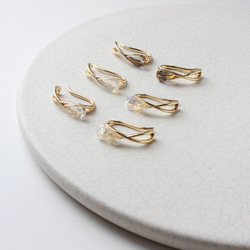 2個セット｜上品な輝きのヴィンテージガラスのイヤーカフ［インディゴ/アンバー］　 9枚目の画像