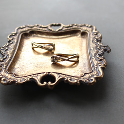 2個セット｜上品な輝きのヴィンテージガラスのイヤーカフ［インディゴ/アンバー］　 14枚目の画像