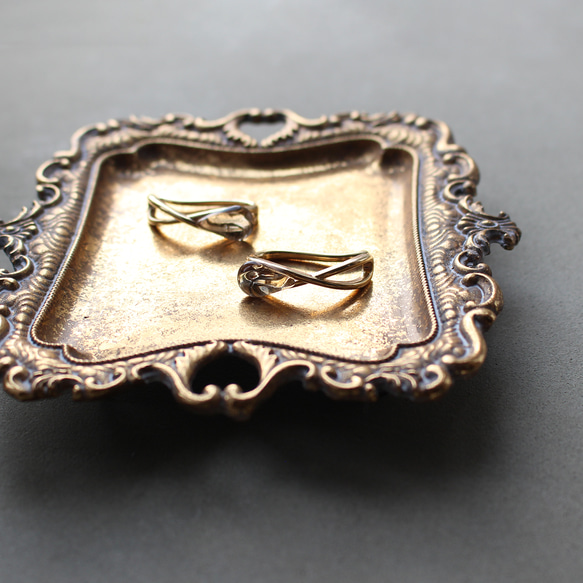 2個セット｜上品な輝きのヴィンテージガラスのイヤーカフ［インディゴ/アンバー］　 14枚目の画像