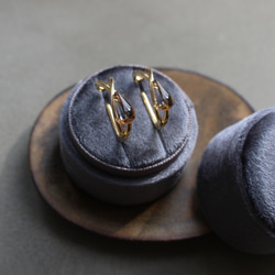 2個セット｜上品な輝きのヴィンテージガラスのイヤーカフ［インディゴ/アンバー］　 5枚目の画像