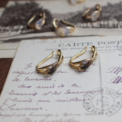 2個セット｜上品な輝きのヴィンテージガラスのイヤーカフ［インディゴ/アンバー］　 6枚目の画像