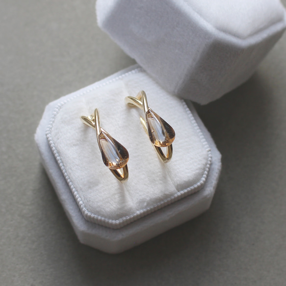 2個セット｜上品な輝きのヴィンテージガラスのイヤーカフ［インディゴ/アンバー］　 8枚目の画像